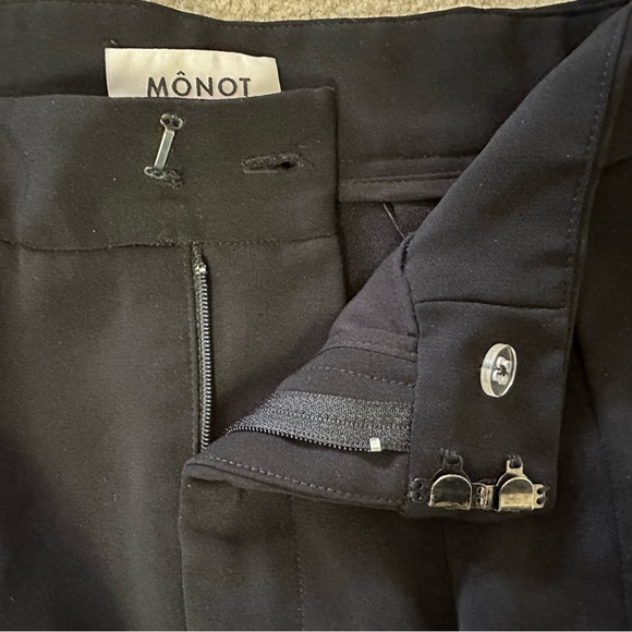 Monot Wide Leg Pants Black Crepe Size 2 Pleated Pockets Made in NYC - Picture 12 of 13